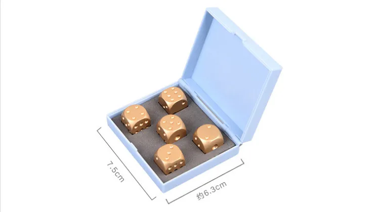 5 шт./компл. кубики из алюминиевого сплава Пинцет многогранные кубики для Маджонга креативные КТВ игры Реквизит Золотое металлическое сито коробка с кубиками набор