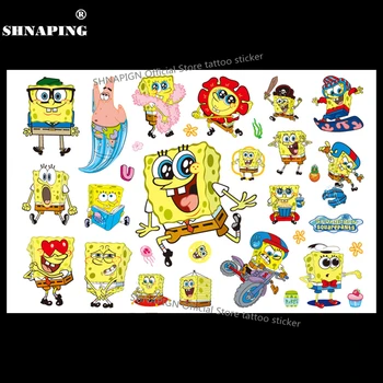 

SHNAPIGN SpongeBob Child Temporary Body Art Flash Tattoo Sticker 10*17cm Waterproof Henna Fake Tatoo Styling Tattoo Sticker
