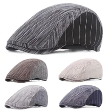 Стильные мужские полосатые береты для вождения солнцезащитная Кепка Регулируемая Повседневная шапка CSHAT0236