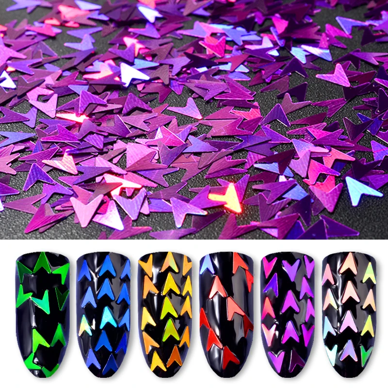 

Pandahall 6Pcs/set Laser Arrow Glitter Nail Sequins Flakes 3d Manicure Nail Art Decorations
