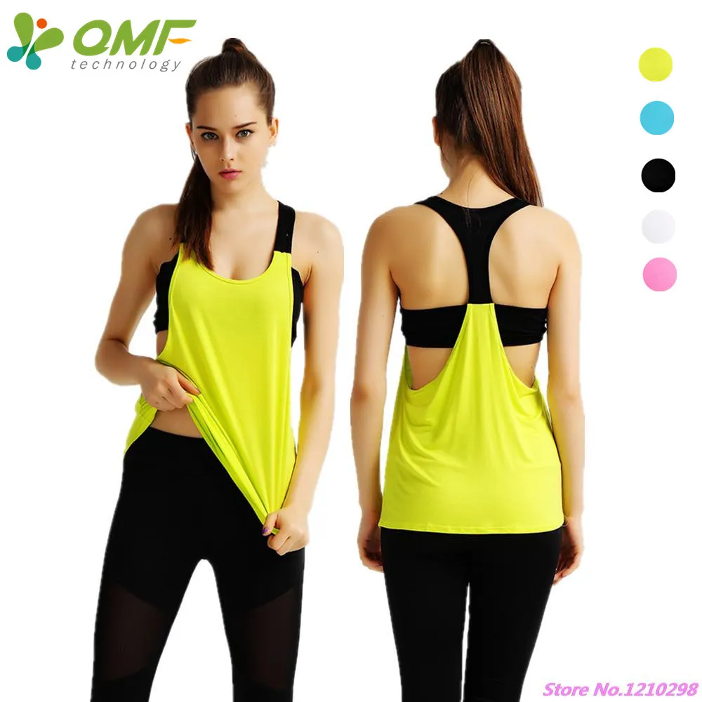 Fluorescent Lacets Sport Crop Tops Sans Manches Sexy Jaune