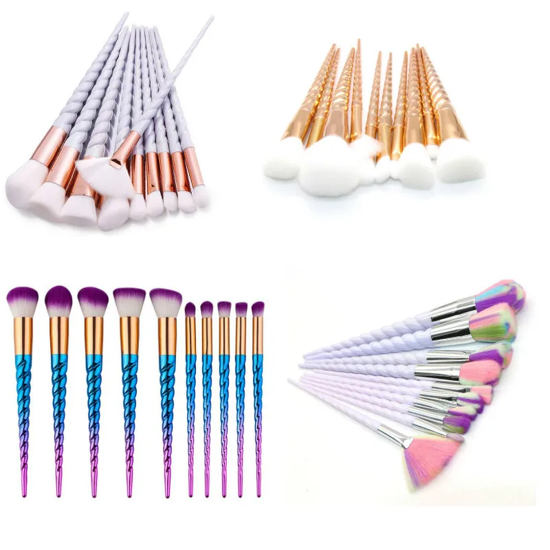 

10Pcs/12Pcs Professional Makeup Brush Set Unicorn Rainbow Diamond Face & Eye Powder Foundation Eyebrow Make Up Brush Kit Tools