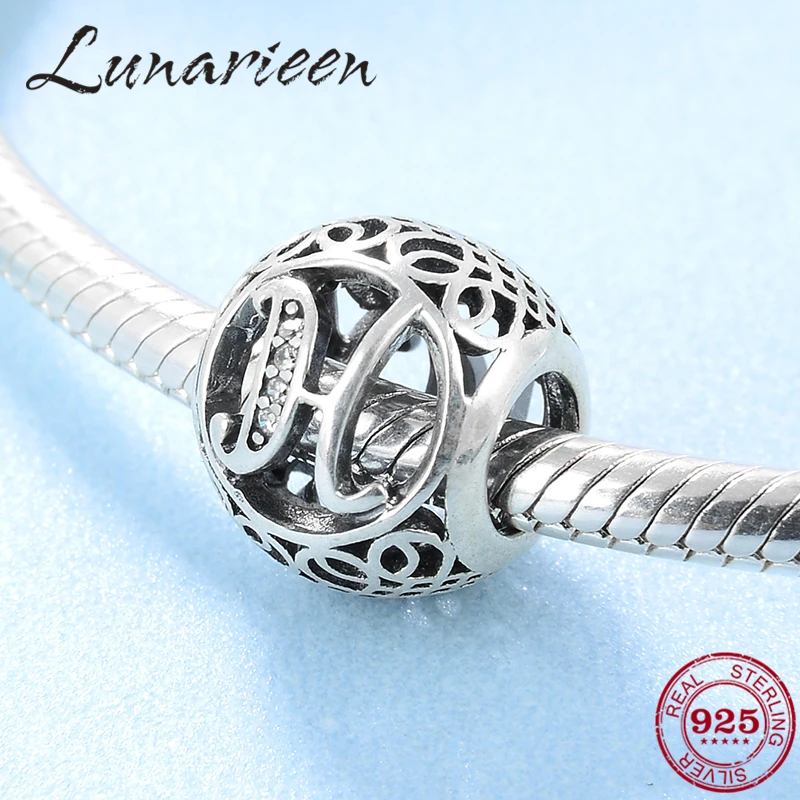 

New 925 Sterling Silver Fashion DIY transparent zircon letter H beads Fit Original Pandora Charms Bracelets making