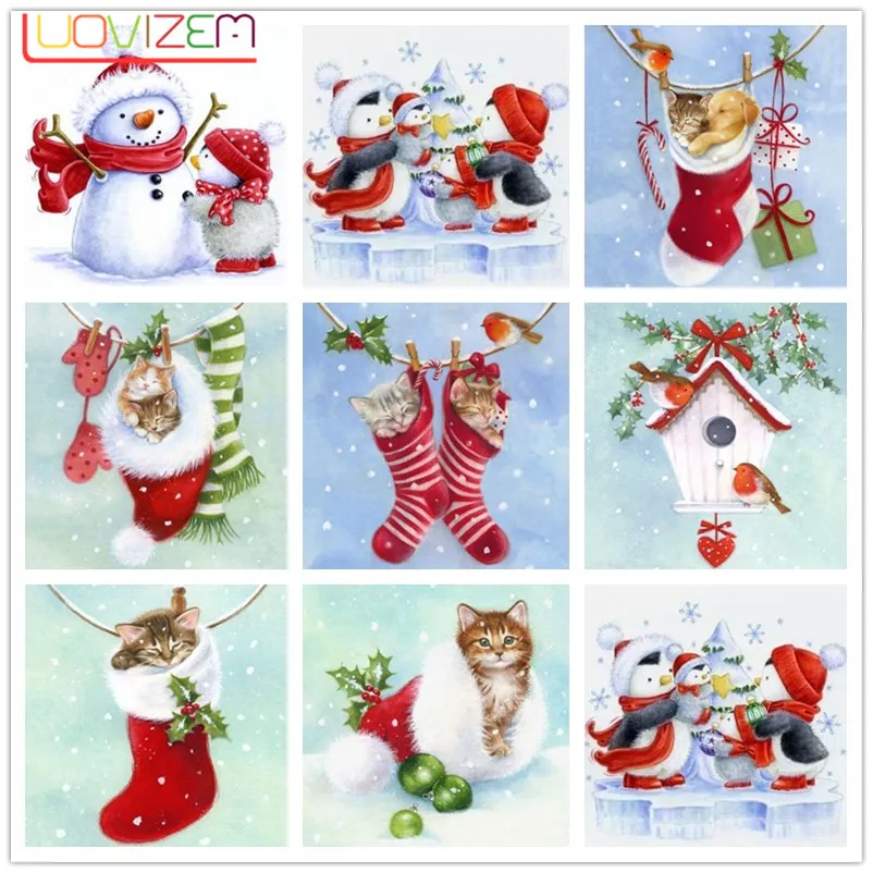

Diamond Painting Cats 5D DIY Christmas Card Gift Full Square/Round Drill 3D Embroidery Cross Stitch Mosaic Home Decoration