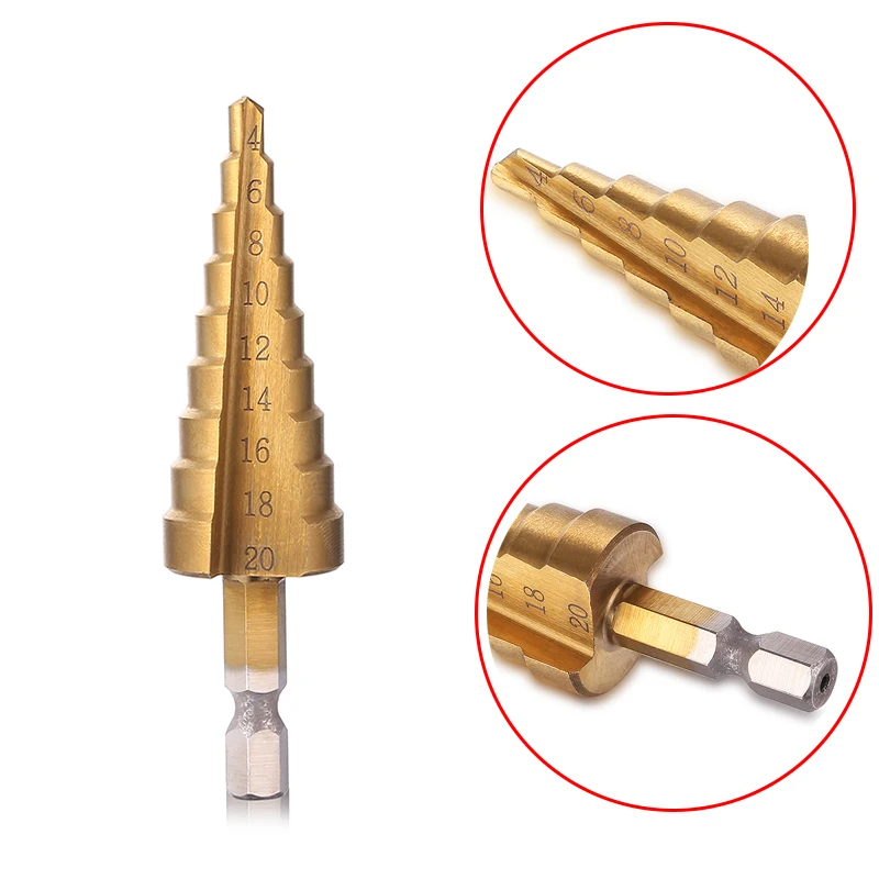 Drills Taper Power Tools 4 20mm Step Drill Bit Metal HSS Steel Cone