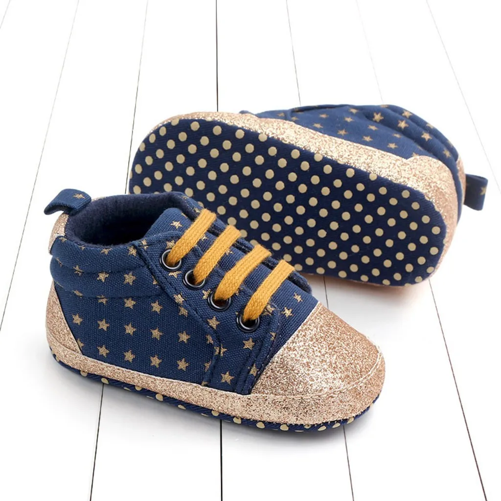 Парусиновая обувь для новорожденных малышей с принтом звезды; повседневная обувь на мягкой подошве для малышей; обувь для малышей; кроссовки для младенцев