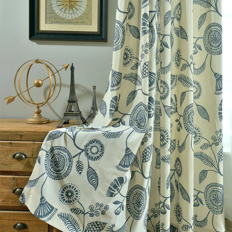 

Hot Modern Curtains for Living Room Bedroom Plain Simple Polyester-cotton Printing Semi-shade Curtain Screens European Fabric