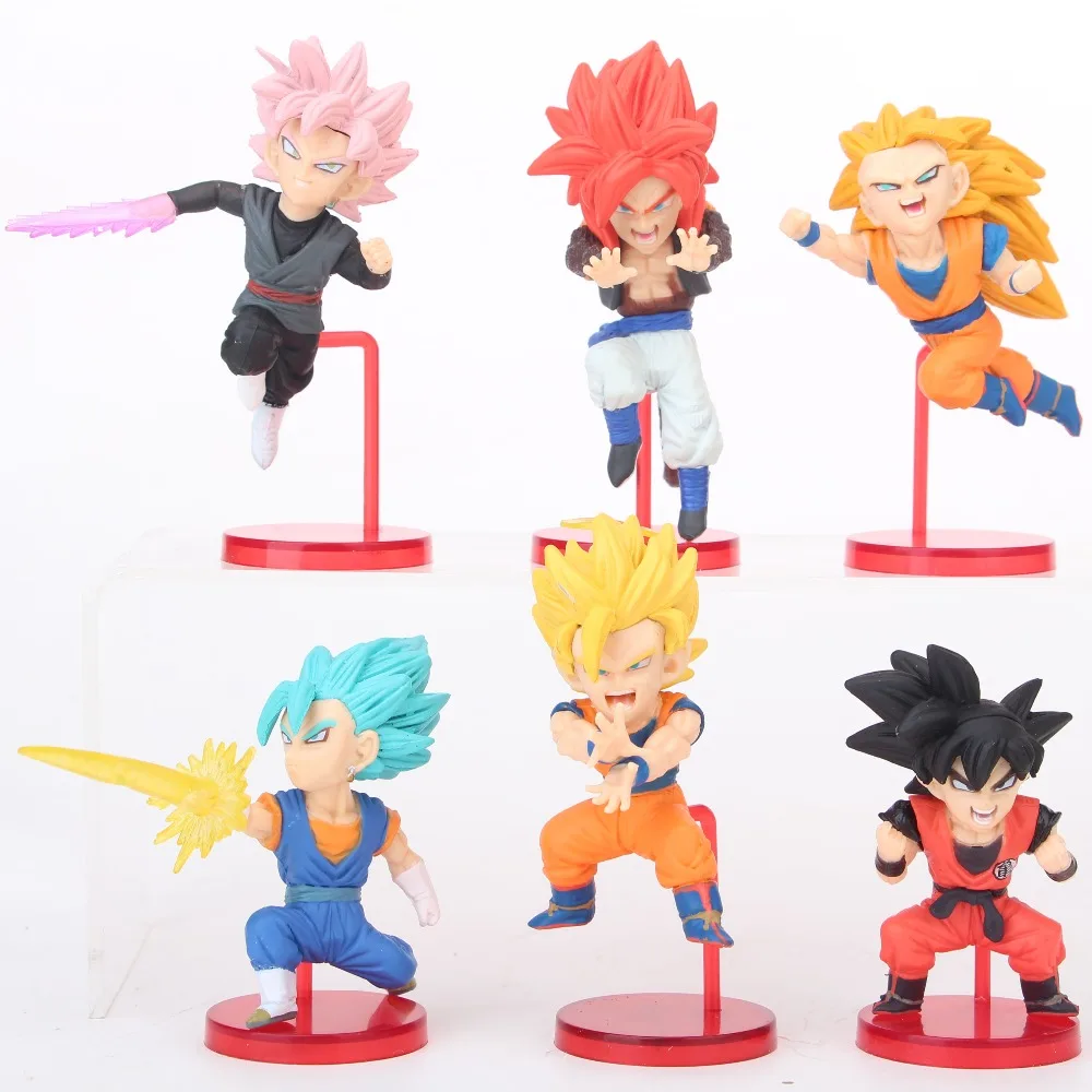 

NEW 6pcs/set 7CM Dragon Ball Super Saiyan ROSE Son Goku Zamasu Action figure toys doll Christmas gift with box