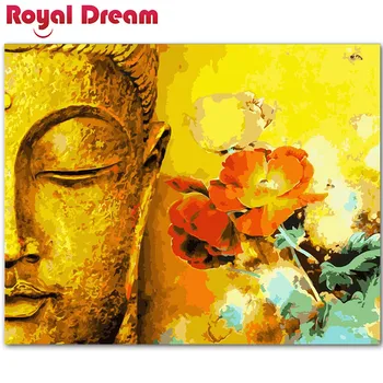 

Yellow Buddha statue and flower DIY Painting By Numbers Handpainted Canvas Painting For Living Room Wall Art Home Decor