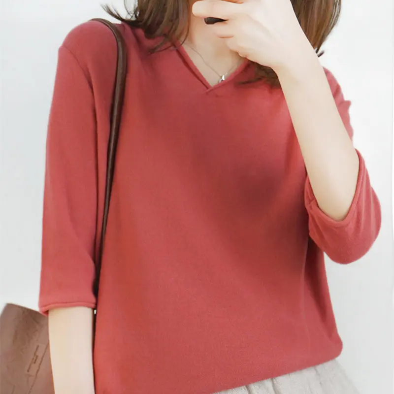 Smpevrg100CottonKnittedSweaterWomenSweaterAndPulloverVNeck