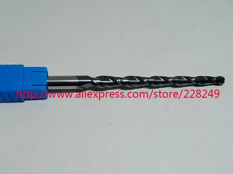 

1pc R2*D8*60*100L*2F HRC55 Tungsten solid carbide Coated Tapered Ball Nose End Mills CNC milling cutters