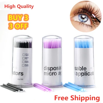 

100Pcs/Pack Durable Micro Disposable micro brush Individual Lash Removing Tools Swab Micro brushes Eyelash Extension Tools
