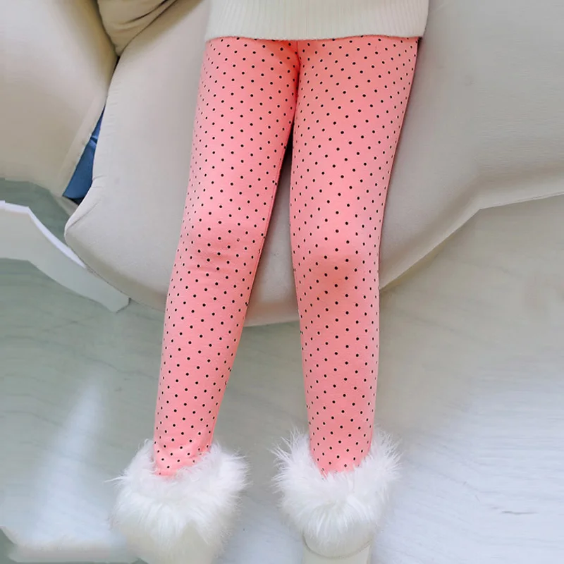 Autumn Winter New Girls Leggings Cotton Velvet Warm Candy Color Girl Casual Pants 4-11 Year Children Pants - Цвет: Pink