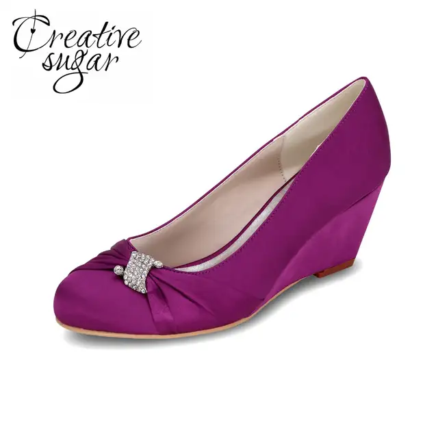Creativesugar Lady S Wedges Satin Evening Dress Beach Wedding