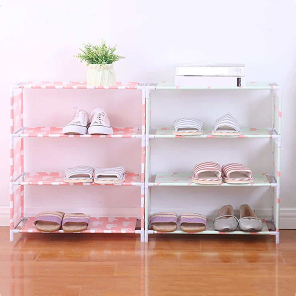 DIY 4 طبقات أكسفورد القماش مجلس الوزراء رف الأحذية فلامنغو القطبية الدب تصميم المنظم حذاء شماعات مفيدة