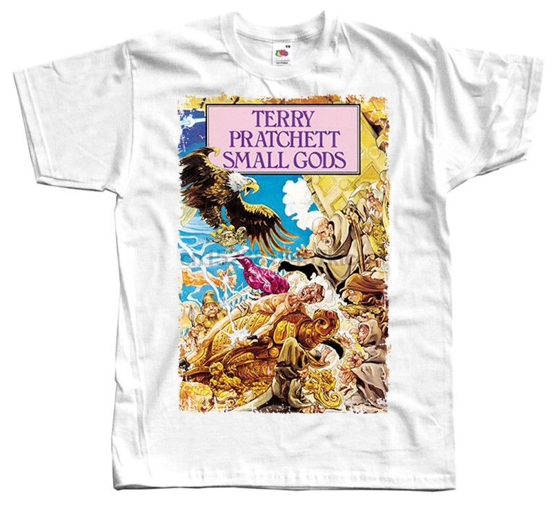 Terry Pratchett Маленькие боги Discworld серия Футболка белая 100% хлопковая футболка