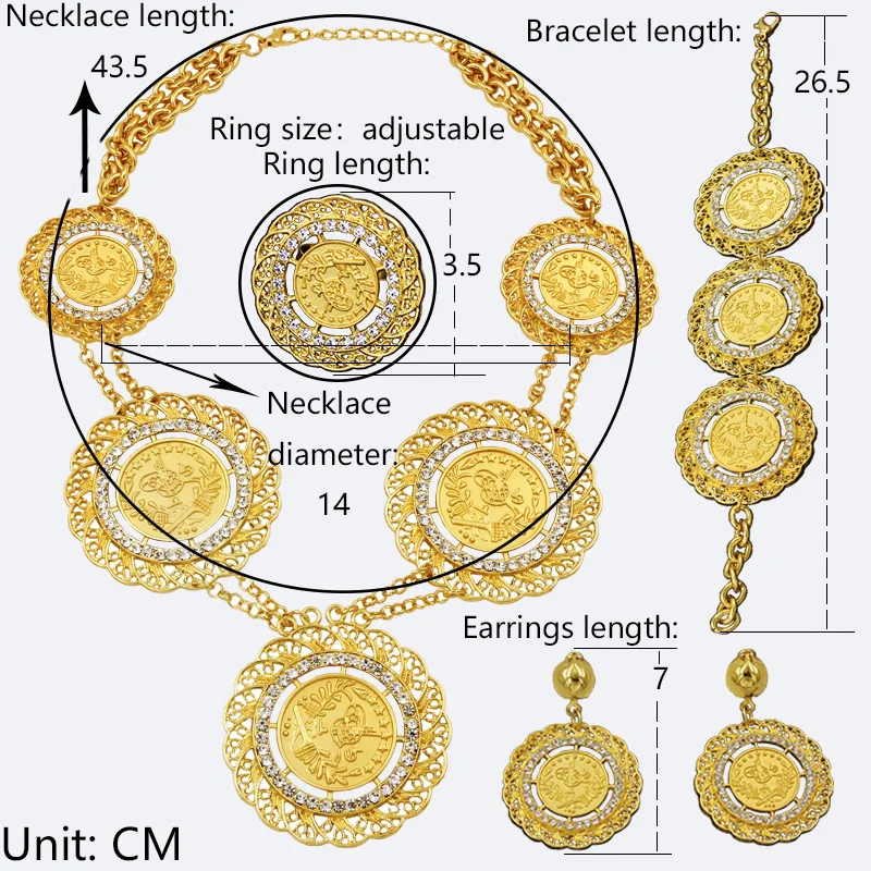 Liffly, классические африканские Золотые Ювелирные наборы из Дубаи, золотая монета, женское свадебное хрустальное ожерелье, серьги, свадебные ювелирные изделия, аксессуары
