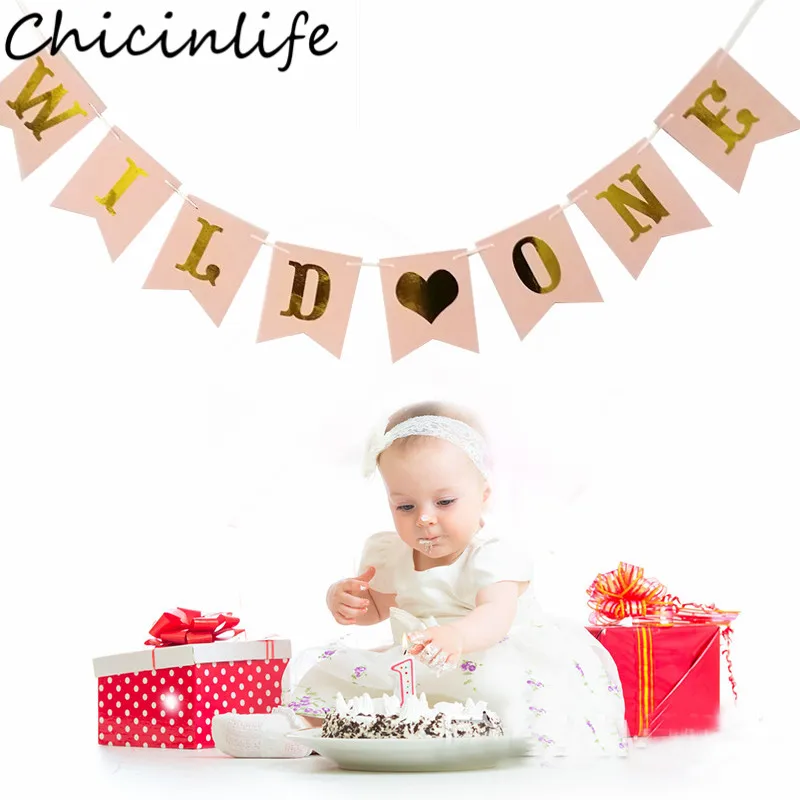 Chicinlife 1 комплект баннер Wild One для вечеринки в честь Дня Рождения гирлянда первого
