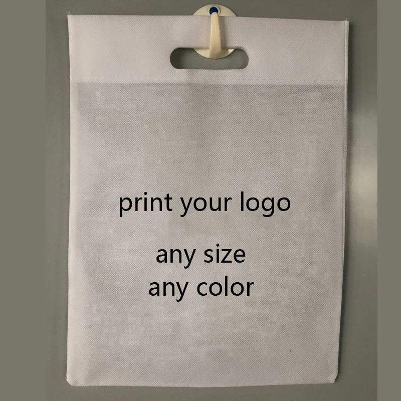 500 шт., Пользовательский логотип сумки высокого качества нетканые сумки хозяйственные сумки с логотипом белые сумки