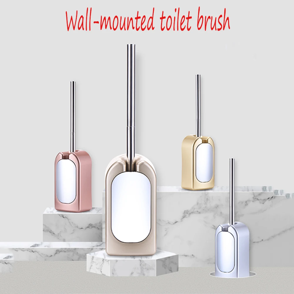 

1PC Useful Stainless Steel Nail-Free Wall-Mounted Toilet Brush Holder Set Bathroom Hanging Upscale Hotel and Club Cleaning