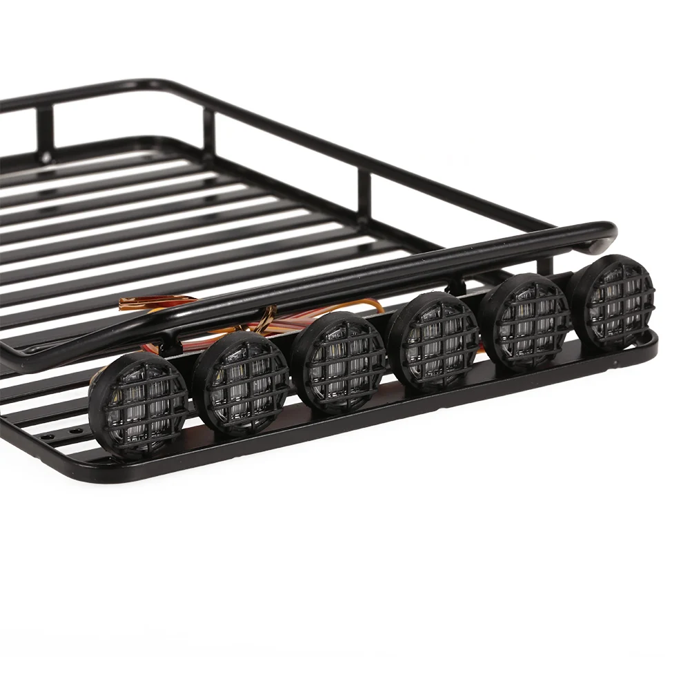 AX-519 Metal Roof Rack Luggage with 6 LED Light Lamp Kit  for Axial SCX10 RC4WD D90 RC Car 110 RC Rock Crawler Cars Parts (2)