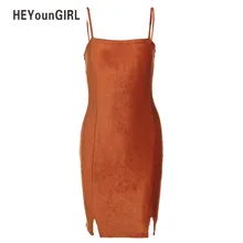 Heyoungirl пикантные Вельветовое платье женские Винтаж Элегантный Bodycon платье без рукавов в полоску 2018 осень вечерние однотонные обтягивающие Платья для женщин