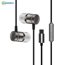 HANGRUI Metal Type-C In Ear Earphone Heavy Bass Headset Surround Stereo Wired Control Earbud With Mic For letv Xiaomi Mi 6 Phone