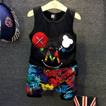 

summer Baby Boys Clothes Full Printed sleeveless vest + baggy pant Cotton Suits Children Clothing Sets Toddler Brand Tracksuits