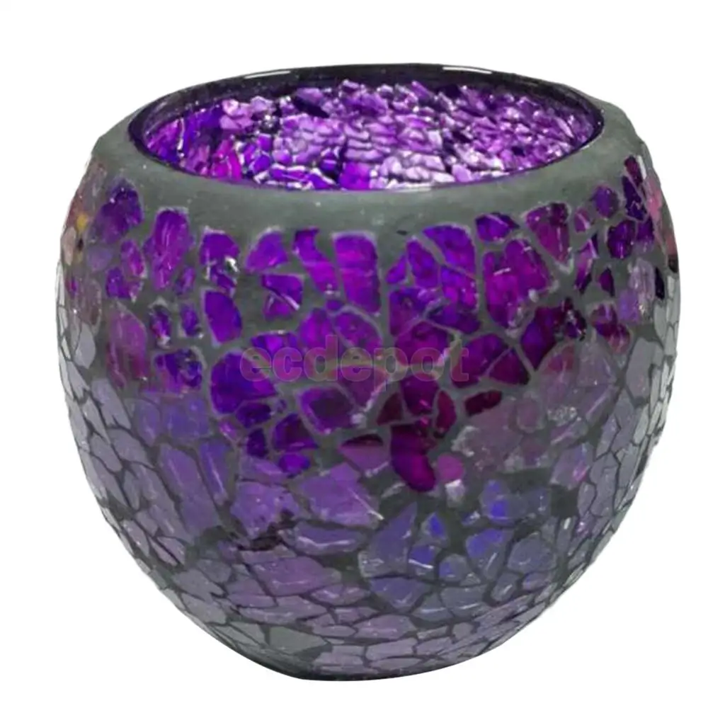 Мозаичный стеклянный подсвечник чайный светильник подсвечник Свадебная вечеринка Декор домашний декор - Цвет: F
