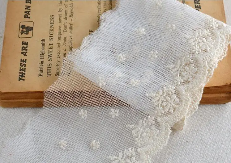 Lace Fabric 2 Meters 9cm Width Beige Clothing Material DIY Craft Wedding Embroidery Lace Trim