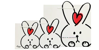 

Sweet White Paper Gift Bags with Handles ,Cartoon rabbit Party Bags Candy Bag, Baby Shower Birthday Party Supplies