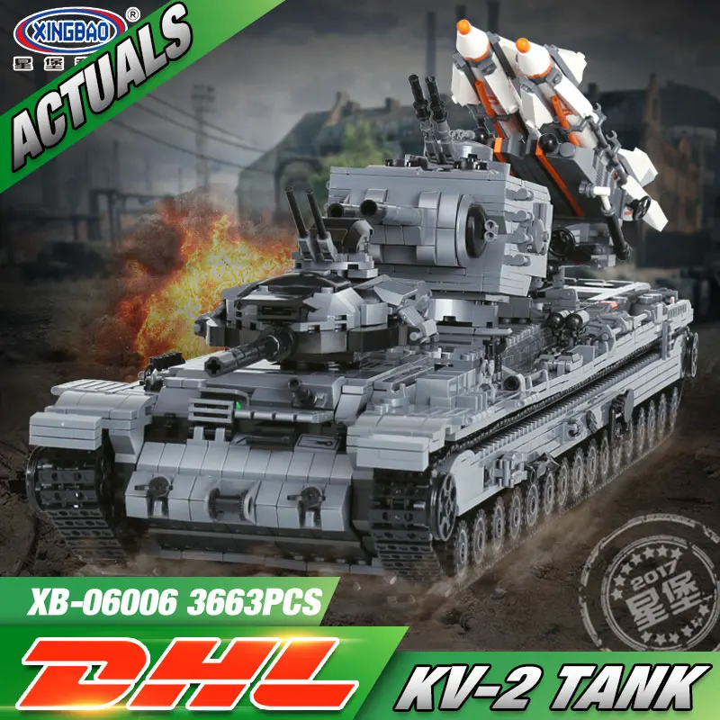 

XingBao 06006 3663Pcs Creative MOC Military Series The KV-2 Tank Set children Educational Building Blocks Bricks Toys Model Gift