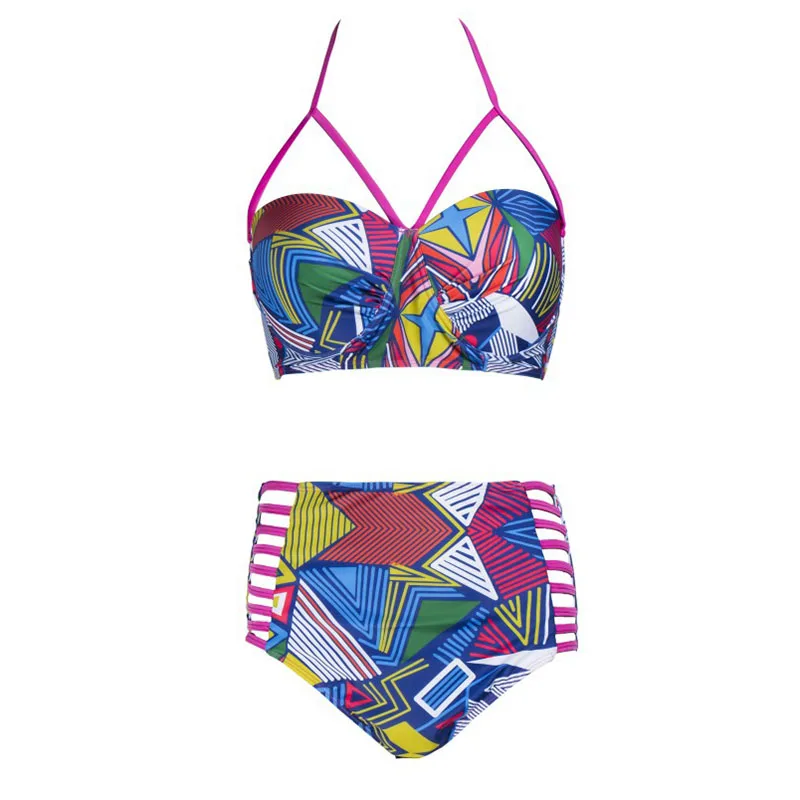 Halter Swimwear Women 2018 Plus Size 3XL Brazilian Print Bikinis Mujer Push Up Swimsuit Female High Waist Big Size 4XL Beachwear