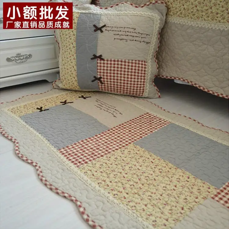 

New Bow Pastoral Quilted Cotton Toilet bedroom bathroom Mats Doormat windows Carpet Floor Pad 50*135cm Quality Free shipping