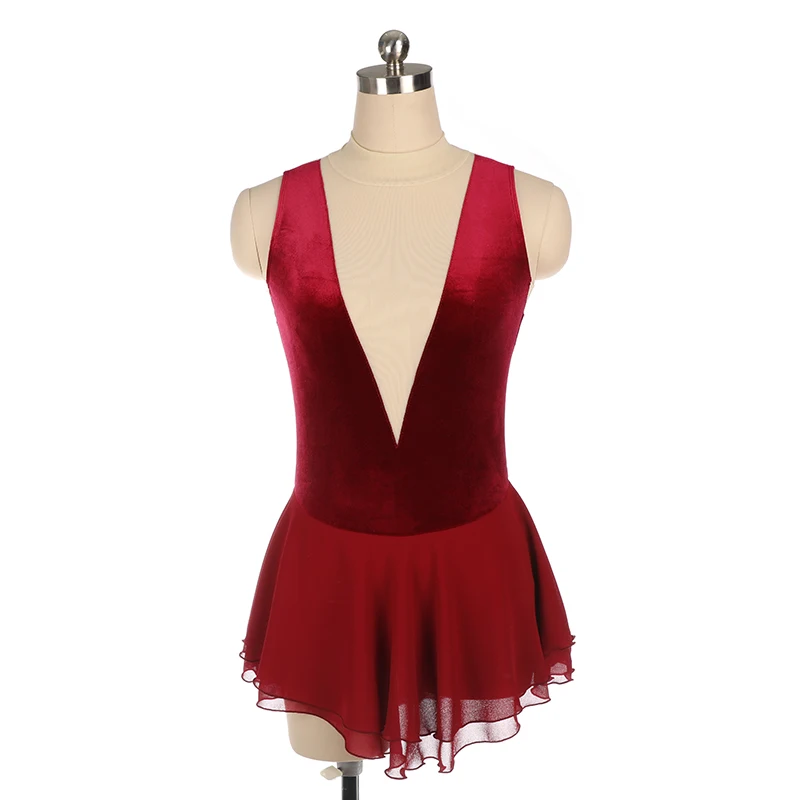 Платье для фигурного катания Nasinaya, индивидуальные юбки для конькобежцев для девочек, женщин, детей, Patinaje, гимнастика, представление 231 - Цвет: wine red