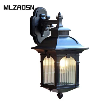 

MLZAOSN Square Retro European Simple Wall Lamp LED Waterproof Cafe Staircase Passageway Bar Courtyard Garden Lamp With Light