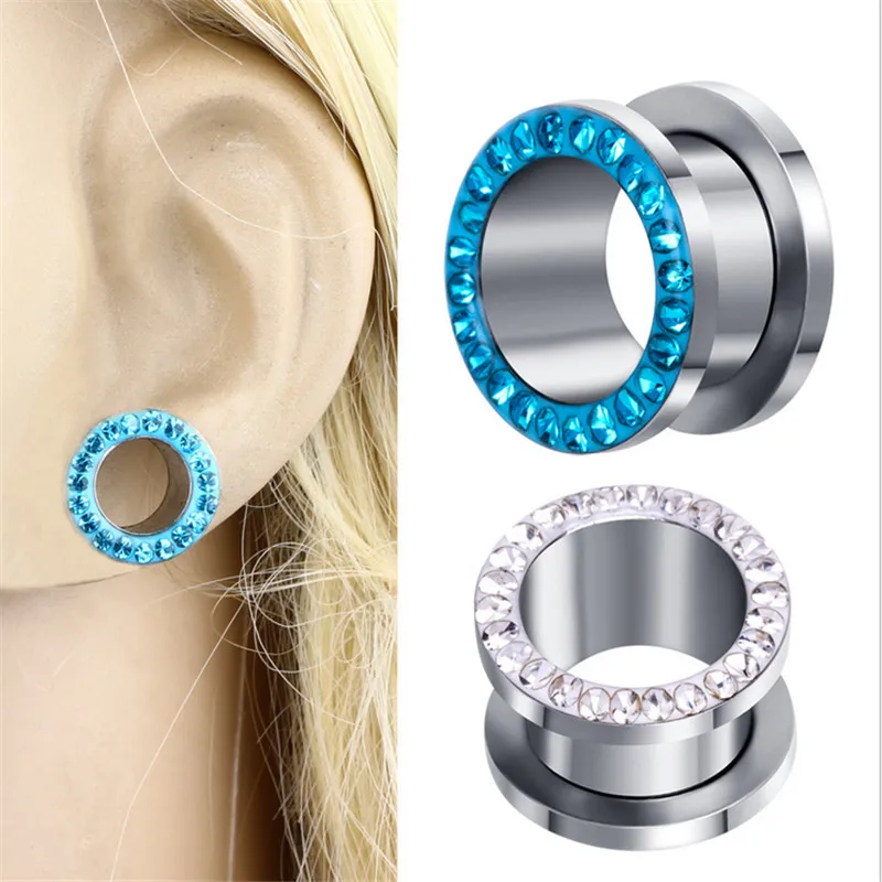 1 Piece Stainless Steel Ear Plugs Tunnels Flesh Expansions Gauges White