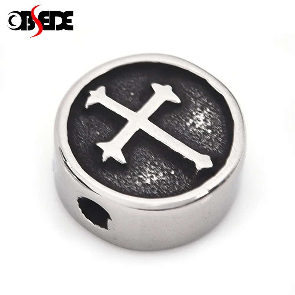 

Stainless Steel Bead Hole 1.5mm Metal Beads Flat Round Blacken for DIY Bracelet Accessories Men Jewelry Making Component