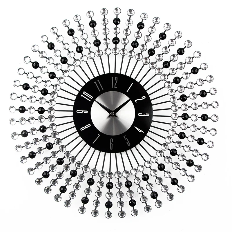 Timelike современные большие роскошные дизайнерские металлические художественные настенные часы для украшения гостиной настенные часы - Цвет: Black