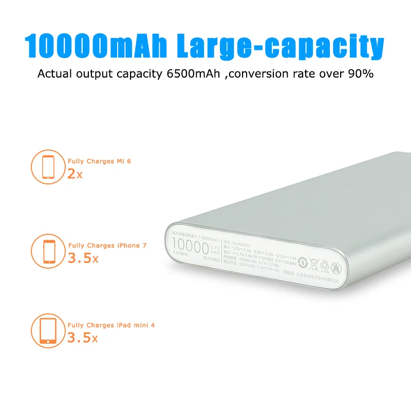 Оригинальный Xiaomi Mi power Bank 2 10000 мАч Внешний аккумулятор с быстрой зарядкой 18 Вт