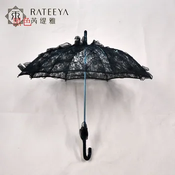 

Vintage Purple Blue Red Black White Ivory Lace Manual Wedding Umbrella Bridal Parasol Umbrella Accessories For Wedding Cheap