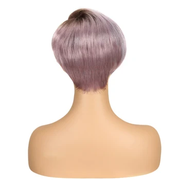 Sleek Short Human Hair Wigs 100% Remy Brazilian Hair Wigs 613 Blonde Lace Wigs L Part Pixie Cut Wig 8 Inch Short Wigs 150% Wigs 4