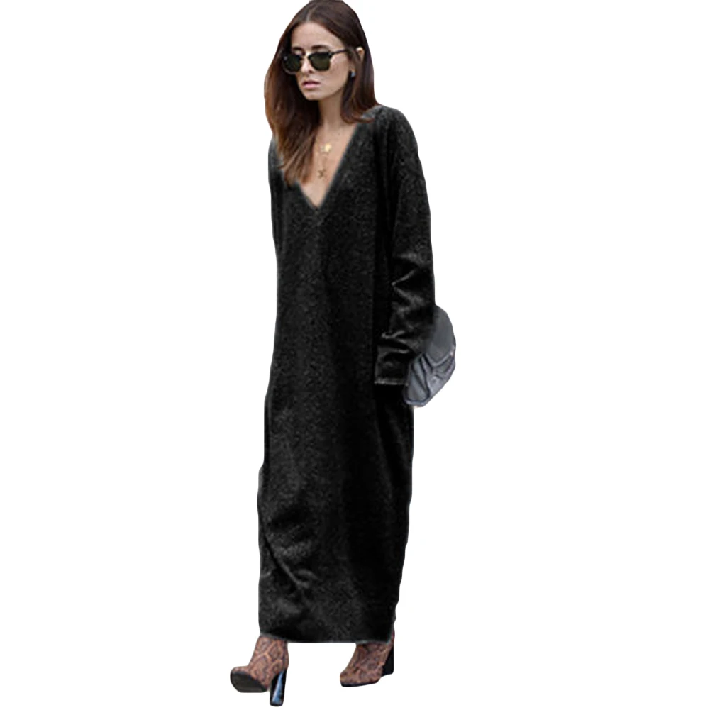 knitted v neck jumper dress