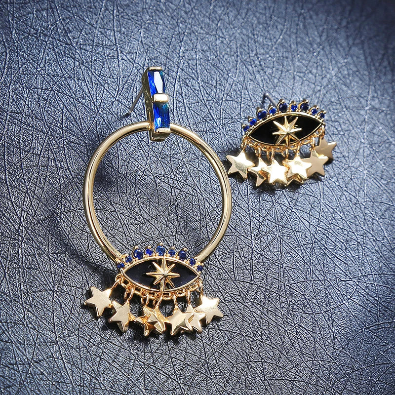 Kiss Me эмаль асимметрия Evil Eye Star кисточкой Кулон Серьги Богемия Для женщин серьги для Женский подарок аксессуары