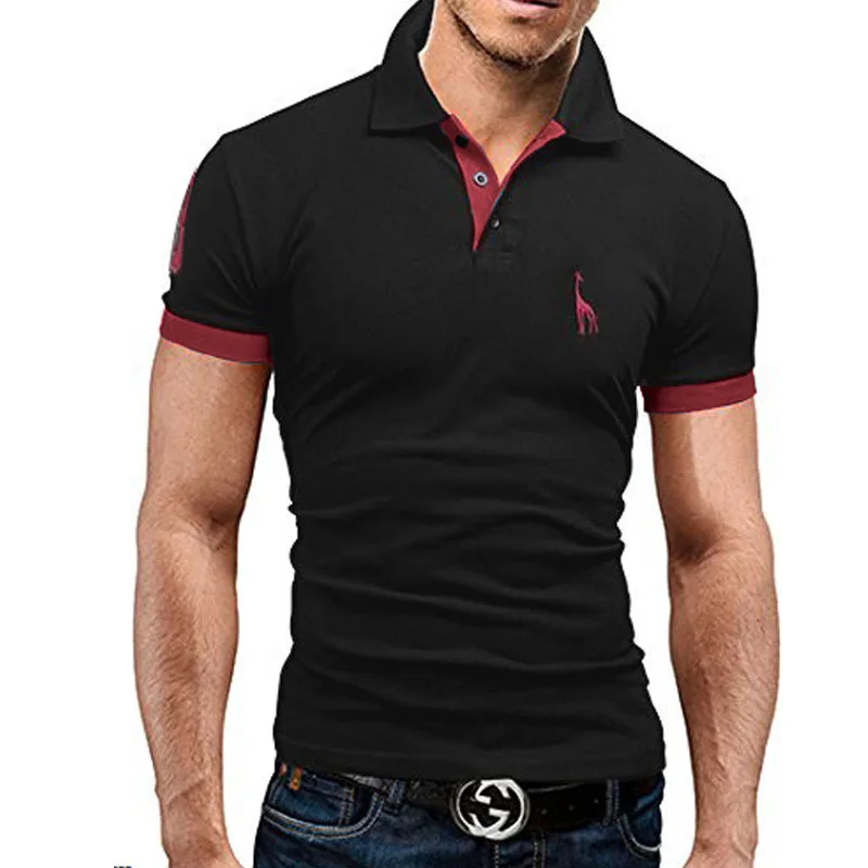 

Mens Polo Shirt Brands 2018 Male Short Sleeve Fashion Casual Slim Deer Embroidery Printing Men Polos XXXL T23