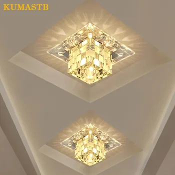 

Living Room Crystal LED Sqaure Ceiling Light Aisle Corridor Lamp Balcony Entrance Crystal Ceiling Lamps
