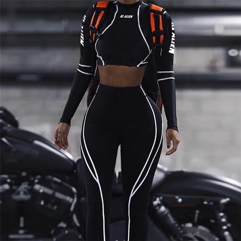 

Women Fashion Fitness Leggings High Elastic Waist White Striped Patchwork Sporting Push Up Female Slim Workout Leggings