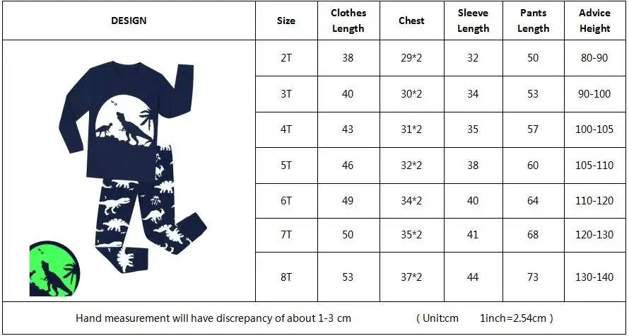 Весенне-осенние детские пижамные комплекты светится в темноте, детские пижамы с динозаврами, Детская Пижама, пижама с драконом, детская одежда для сна