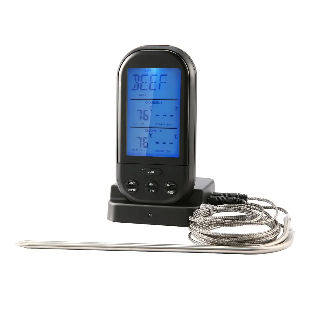 

Wireless Remote Digital Thermometer Instruments Food Grade Stainless Steel Probe Kitchen Cooking Waterproof Temperature Sensor