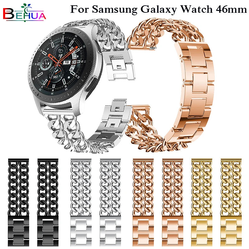 Luxury Watchband Replacement Strap For Samsung Galaxy Watch 46mm SM-R800 Smartwatch band Width 22mm Watch Straps Metal Wristband